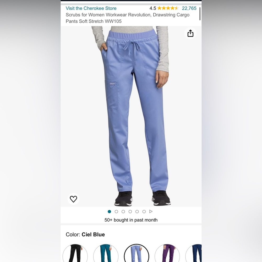 Gently Used Cherokee Scrub Pants with drawstring waist in Ceil Blue